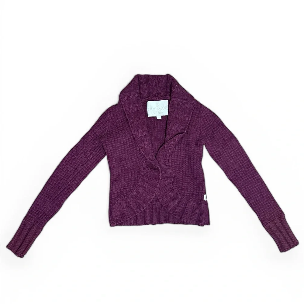 Y2K Hollister Chunky Cardigan Burgundy/Maroon - Picture 2 of 5